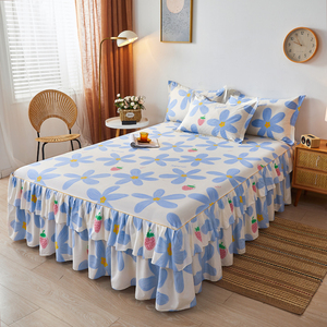 프린트 침구세트 3종 퀸 킹 사이즈 플랫시트 스커트형 침대커버 - Product Image 6