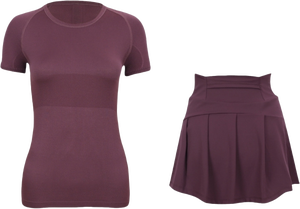 32 colori pronti per la spedizione traspirante anti anti-umidità <span class=keywords><strong>T</strong></span>-Shirt a vita alta plissettata da Tennis 2 pezzi set da donna - Product Image 5