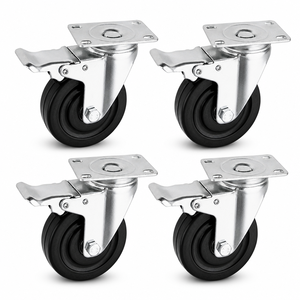 Ruedas giratorias dobles de nylon blanco de 1.5 pulgadas con vástago roscado M8, deslizamiento suave y silencioso para gabinetes de cocina y uso general. - Product Image 6