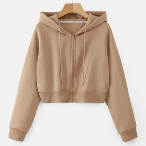 Sweat à capuche pour femme en toile épaisse à manches longues, personnalisable en gros, avec cordon de serrage, fermeture éclair, séchage rapide et respirant - Product Image 1