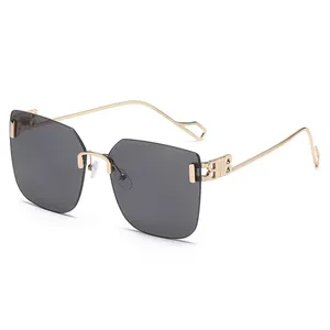 Uv400 — lunettes de soleil vintage sans bords pour femmes, verres dégradés avec la lettre B, modèle de styliste, 2021, 2022