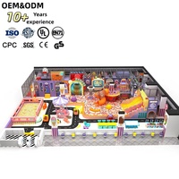 Équipement de terrain de jeux intérieur sur mesure de grande taille, thème crème glacée, triple toboggan, tube spiralé, carrousel, piste de course, bac à sable |   OEM&ODM FECMall