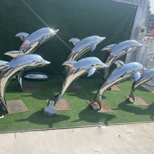 <span class=keywords><strong>Décoration</strong></span> de <span class=keywords><strong>jardin</strong></span> contemporaine en métal creux poli Grande statue de dauphin en acier inoxydable - Product Image 5