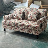 Chinesischer Landhausstil Dreisitzer Chesterfield-Sofa mit Umweltfreundlichem Schwamm, Langlebigem Holzrahmen und Jacquard-Stoff für Wohnzimmer, Apartment und Einkaufszentrum