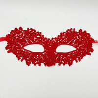 Masker Renda Masquerade Masker Mata Wanita Seksi Gaya Venesia dengan Ikat Pita untuk Wanita Merah