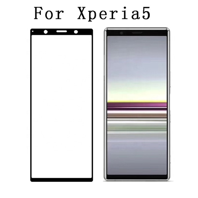 For Sony Xperia 5 Full Glue 2.5D Silk Print Tempered Glass Screen Protector