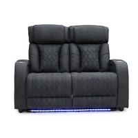 Geeksofa Muebles Modernos de Cuero, Sofá Reclinable Eléctrico con Espacio de Almacenamiento en el Reposabrazos y Luz Ambiental LED para Sala de Estar