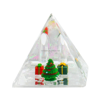 Boîte Cadeau Personnalisable en Acrylique en Forme de Pyramide pour Papier Huilé, Support Flottant pour Figurines, Décoration de Bureau, Impression de Logo