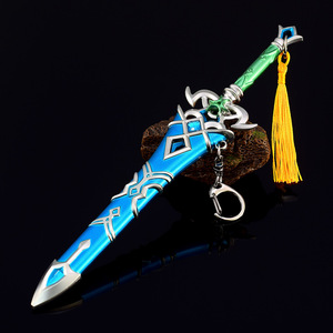 La légende de <span class=keywords><strong>Zelda</strong></span> Zora épée 22CM gainée entièrement en métal à collectionner décor de bureau épée porte-clés arme modèle enfants épée acier - Product Image 3