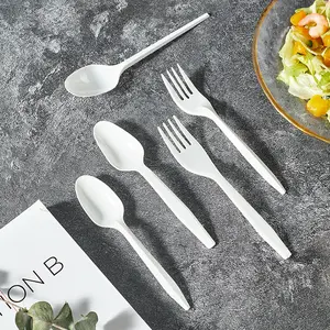 White Plastic Tableware/ware Spoon Fork Custom PP Plastic Tableware Cutlery Set Modern Luxury