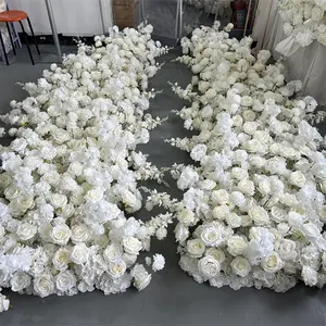 IFG زينة خلفية لحفلات الزفاف بيضاء حرير بأزهار تعلق على مقوسة
