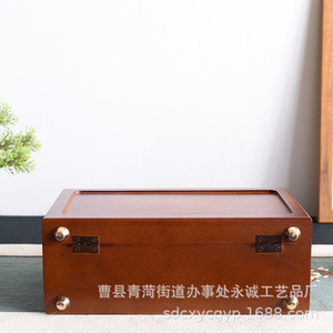 Caja de Almacenamiento Portátil de Madera, Rectangular, 9.5cm de Alto, Caja de Regalo de Madera Maciza con Asa de Bambú - Product Image 4
