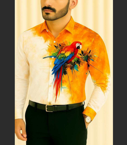 Chemises habillées pour hommes à manches longues, à simple boutonnage, anti-froissement, respirantes, imprimées, printemps, brillantes, décontractées, boutonnées, 6XL - Product Image 1