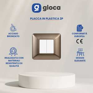 โกลก้า สวิตช์ติดผนัง 2 ช่อง แผ่นพลาสติก เหล็กเคลือบสีบรอนซ์ 2P ติดตั้งง่ายสำหรับมาติกซ์ - Product Image 3