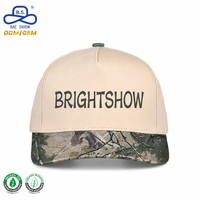 OEM ODM Maatwerk 5 Panelen Lederen Baseballpet Twee Kleuren Camouflage Print Petten voor Heren Dames Sportief Streetwear Reizen