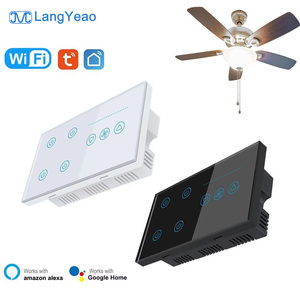 Interruptor Inteligente WiFi ZIGBEE LangYeao Tuya de 4 Canales para Ventilador y Luz 2 en 1, Monitoreo de Energía, Bloqueo Infantil, Compatible con <span class=keywords><strong>Alexa</strong></span> y Google Home - Product Image 1