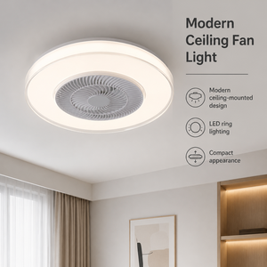 โคมไฟเพดาน LED ทรงกลม รุ่นใหม่ พร้อมรีโมทคอนโทรล ปรับความสว่างได้ 3CCT 6 ระดับความเร็ว สีขาว สำหรับห้องนอน - Product Image 2