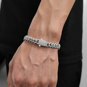 Pulsera de Joyería Cubana con Hebilla de Resorte de 8mm y Zirconia en Forma de Rombo, Estilo Hip Hop - Product Image 3