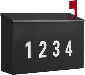 Buzón montado en la pared para casa, buzón colgante de metal para exterior, acero galvanizado a prueba de herrumbre, negro - Product Image 2