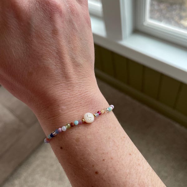 birthstone beaded stretch bracelet