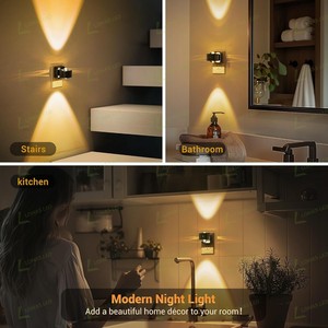 Lámpara de Noche LOHAS 2W, Proyector LED Súper Brillante, Moderno, Enchufable, Luz Blanca Suave de 3000K, para Dormitorio, Sala de Estar - Product Image 4