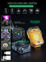 Lampe de poche rechargeable LED COB portable pour le camping et le travail EDC Corps de lampe ABS avec briquet ARC pour les urgences