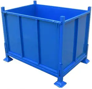 warehouse folding storage box heavy duty collapsible steel pallet box