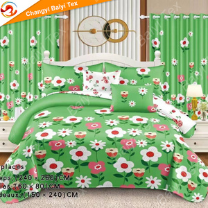 Bán buôn Vua Kích thước tấm Ga Trải Giường thiết lập với phù hợp với rèm cửa sang trọng hiện đại Sheets đầy màu sắc Comforter Duvet Set bedding Set - Product Image 3