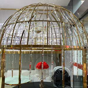 Table à manger <span class=keywords><strong>de</strong></span> luxe moderne royale avec <span class=keywords><strong>cage</strong></span> à oiseaux en cristal et dessus miroir - Product Image 4