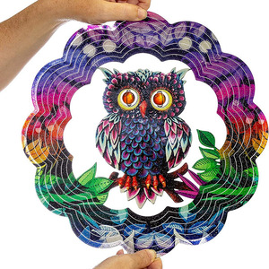 Colgante de metal con forma de búho, adorno colgante 3D para decoración de jardín al aire libre, decoración para el hogar y el patio - Product Image 2