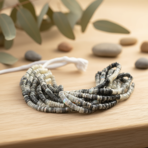 Collier et bracelet en perles lisses Heishi Tyre en opale dendrite naturelle de Jaipur, cristaux naturels de 4 mm, 6 mm, 8 mm - Product Image 6