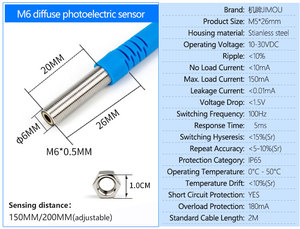 Jimou dài cảm biến quang khoảng cách quang học M3 M4 M5 M8 Cảm biến ảnh ánh sáng vô hình M6 khuếch tán cảm biến quang điện - Product Image 6