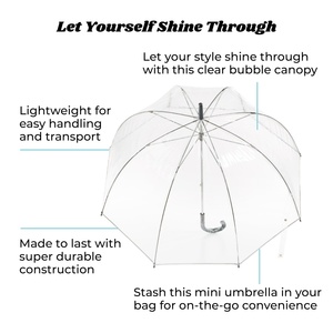 China Factory Wholesale Custom Promo <b>Windproof</b> Logo Transparent Korean Women's Big Straight <b>Umbrella</b> Fiberglass Frame Rain - Product Image 4