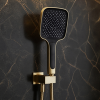 Système de douche thermostatique intelligent moderne OEM, mitigeur mural en laiton carré avec cartouche céramique, finition or brossé, pour hôtels et villas, avec fonctions pluie, pause et jet doux