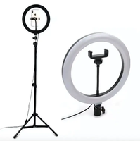 Anneau lumineux LED circulaire pour selfie, avec support, idéal pour le streaming en direct et le maquillage – Modèle amélioré à intensité réglable, en promotion