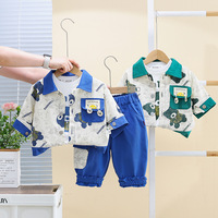 Ensemble 3 pièces ours imprimé mode balle de vêtements pour tout-petits garçons
