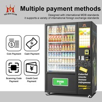 Distributeur automatique combiné pour aliments et boissons avec écran tactile, système de paiement par carte, pièces et espèces, populaire aux États-Unis et en Europe