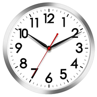 Horloge murale moderne en quartz argentée de 10 pouces, fonctionnant sur piles, pour la cuisine, le salon, le bureau, la maison
