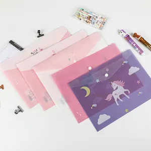 Hengyao-carpeta transparente de plástico con dibujos animados, diseño de sobre personalizado, con botones a presión