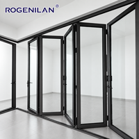 Porte pliante en verre pleine vue pour cour extérieure ROGENILAN, portes pliantes en aluminium, portes coulissantes modernes pour patio