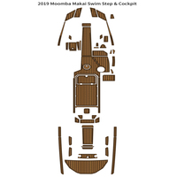 Tapis de sol en mousse EVA imitation teck pour plateforme de bain et cockpit de bateau Moomba Makai 2019, style SeaDek MarineMat Gatorstep, auto-adhésif