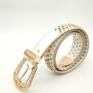 Ceinture de luxe en cuir PU BB Simon avec boucle magnétique intelligente, ornée de cristaux brillants et de strass, personnalisable 3,8 cm - Product Image 4