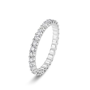 Anillos de Eternidad de Plata 925 con Baño de Oro de 18K y Moissanita VVS1 GRA de Corte Redondo de 2mm, que Pasan la Prueba del Diamante, para Mujer - Product Image 6