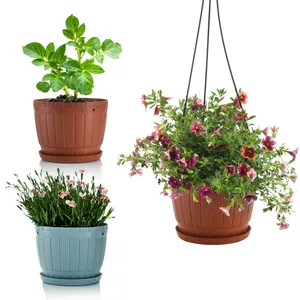 Plastic Round Flowerpot Indoor Hanging Basket Balcony Plants Flowers Planter Hanging Plant Pots