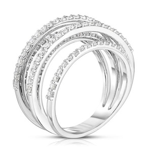 Anillo de Diamantes de Oro Blanco para Mujer F1577, Corte Brillante Redondo, Color G Natural, Anillo de Boda Clásico, Diseño Apilable - Product Image 3