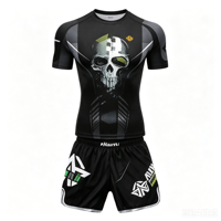 Ensemble Rash Guard BJJ Personnalisé No-Gi – Haut et Short de Compression Imprimés sur Mesure pour l'Entraînement – Motif Exclusif