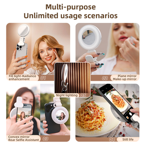 D01Fill luce specchio per selfie Mini tascabile pieghevole beauty Web meeting card fotocamera Multi-scena fill luce flip specchio per selfie - Product Image 4