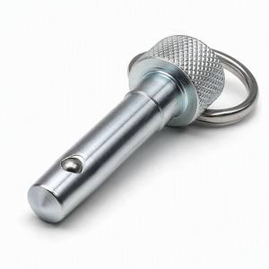 Goupille de verrouillage en acier usinée CNC avec anneau de traction moleté pour attache rapide d'équipement - Product Image 1