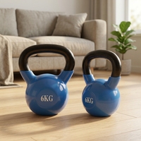 Kettlebell en fonte massif avec poignée antidérapante, poids pour entraînement de force en salle de sport, kettlebell en fonte revêtue