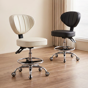Silla de Barbero Hidráulica Ajustable, Taburete de Salón Giratorio con Respaldo, Asiento de Peluquería con Base Metálica - Product Image 2